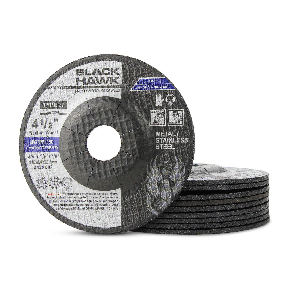 10 Pack - Bha 4-1/2" X 1/8" X 7/8" Pipeline Cutting & Grinding Wheels