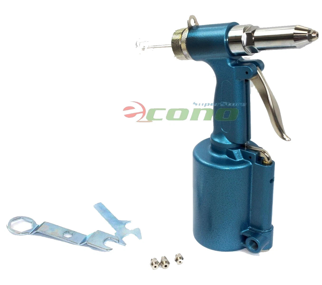 Air Hydraulic Riveter Rivet Gun + 4 Nosepieces 3/32 ~3/16" 1870lbs