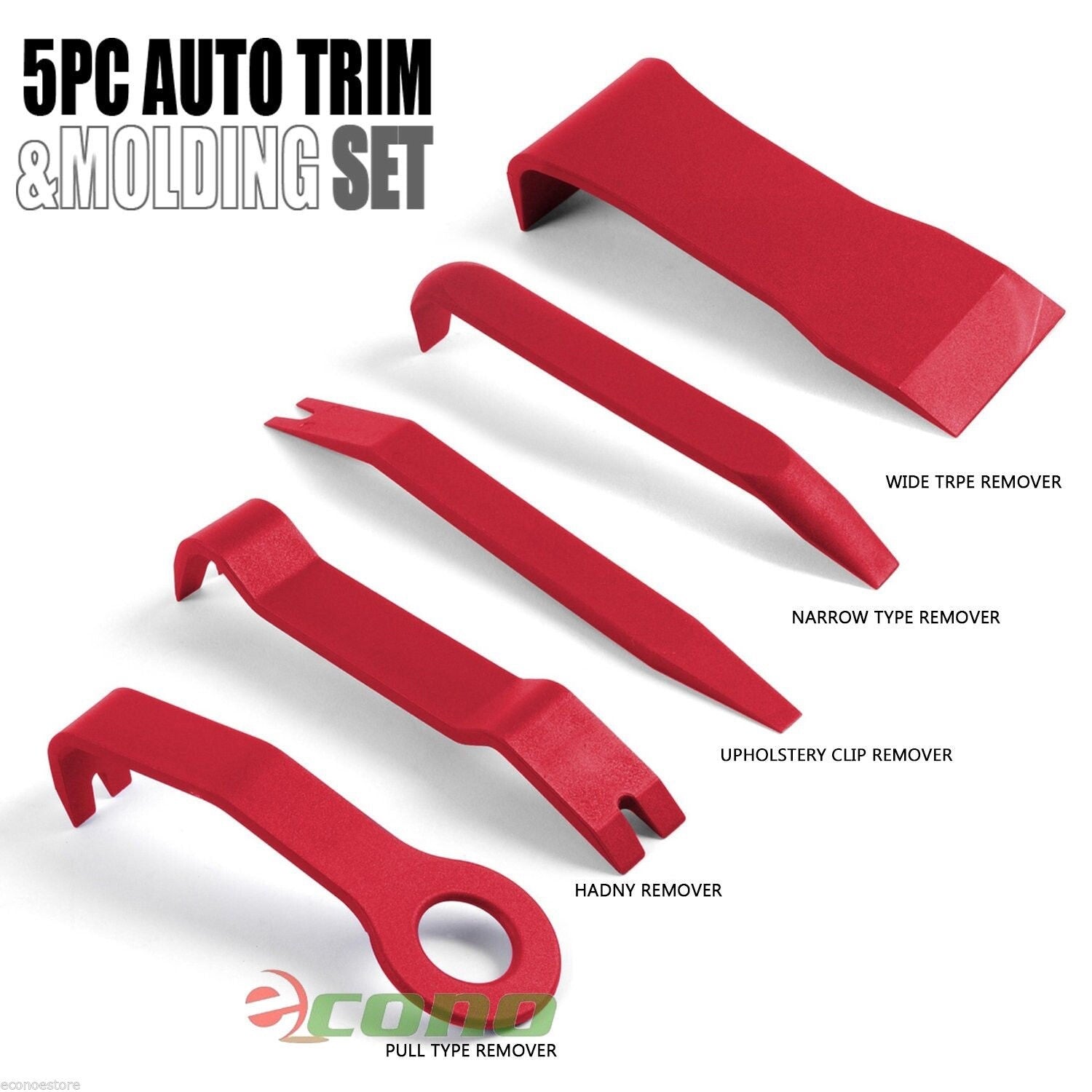5 PC DASH TRIM PANEL DOOR AUTO MOLDING REMOVAL NYLON PRY BAR SET TOOL KIT
