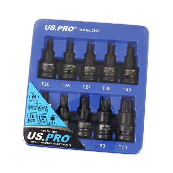 1/2" Drive Impact Torx Bit Socket Set Us Pro Tools Star T20 /T70 3592