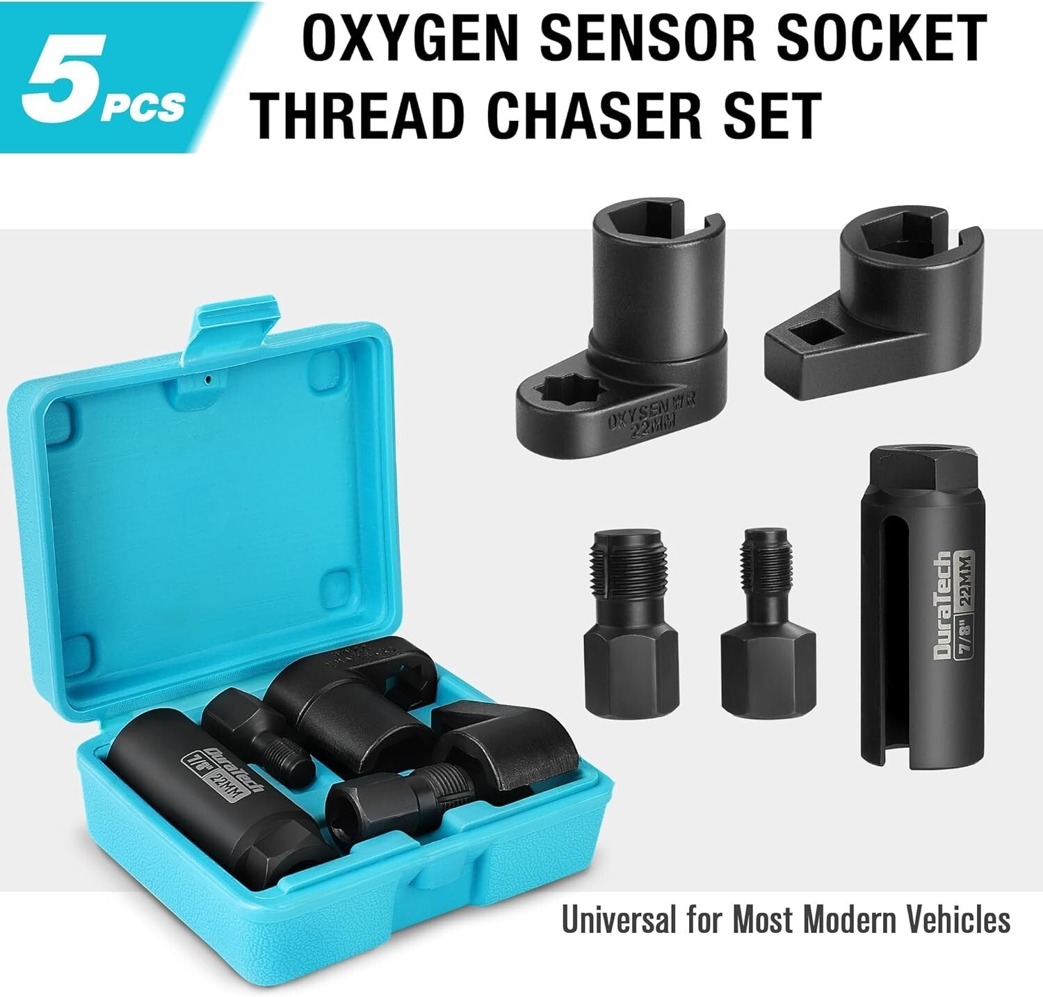 DURATECH O2 Oxygen Sensor Socket Thread Chaser 3/8 1/2"x7/8" 22mm by DURATECH