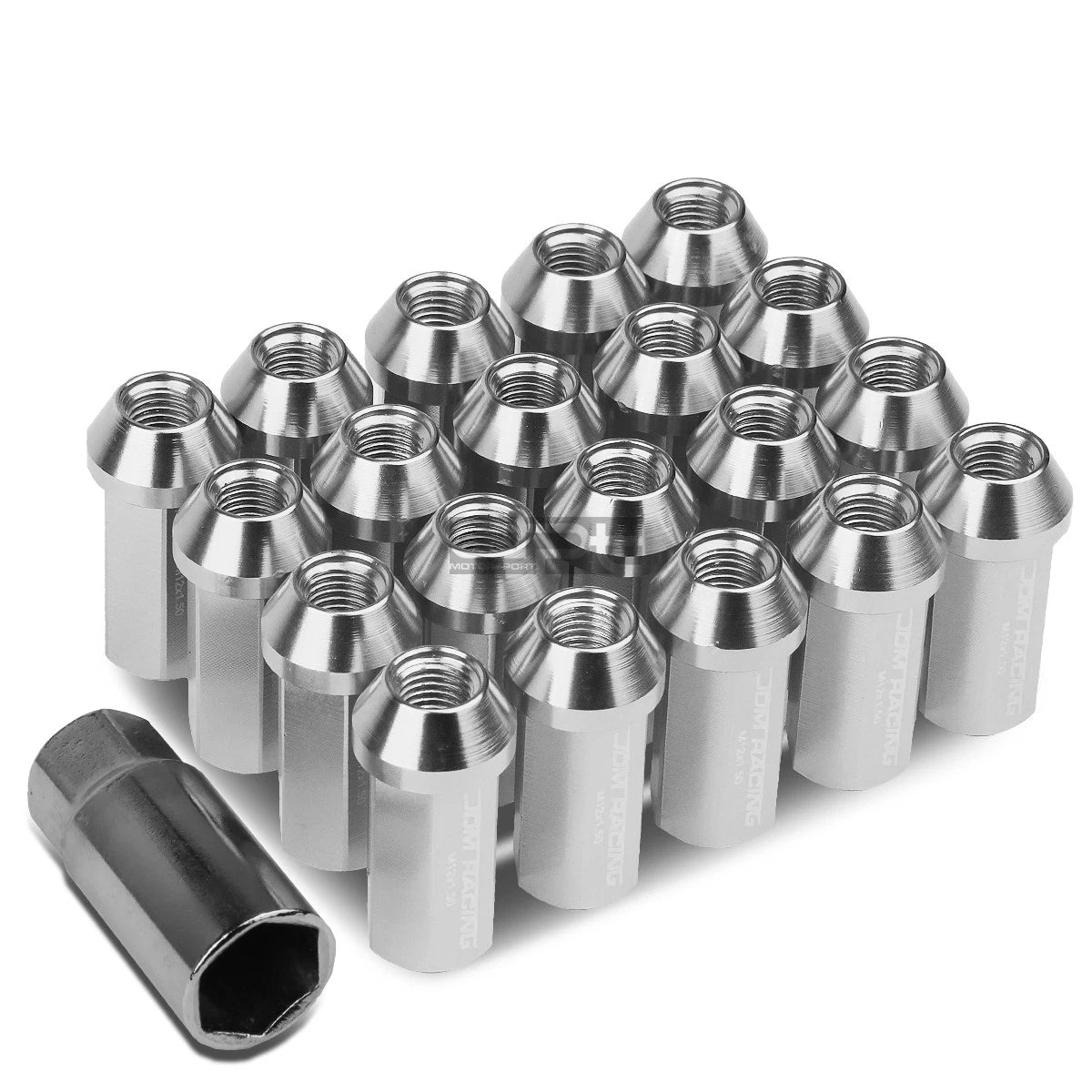 Closed End M12x1.5 50mm Tall 25mm Od Silver Aluminum Jdm Lug