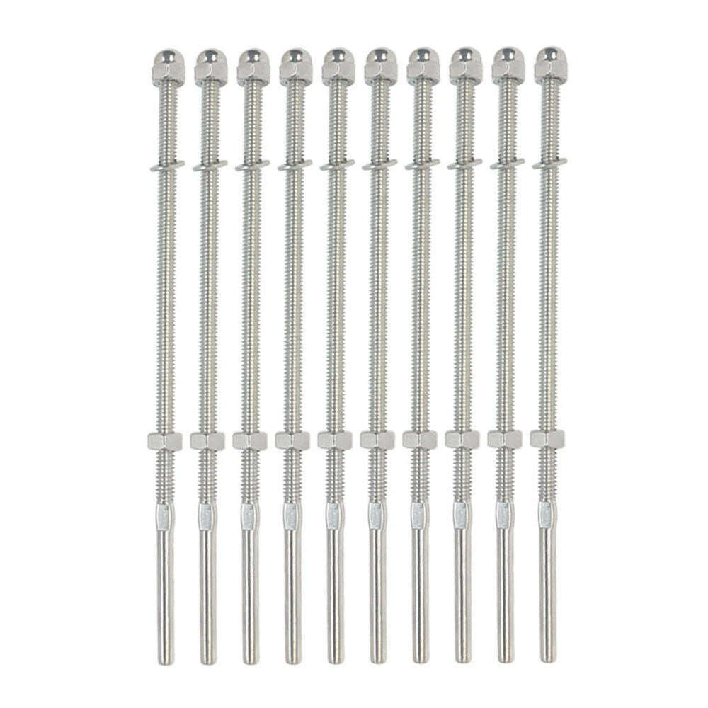 Set Of 10" Long End Fitting For 1/8" Cable Rail Railing Ss 316 Grade