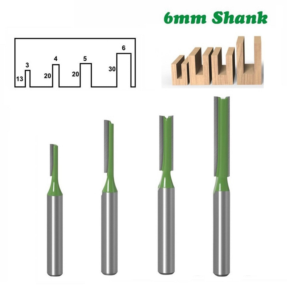 Router Bit Set 4pcs 6mm Shank Engraving Flute