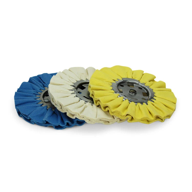 8" x 5/8" Airway Buffing Wheel Variety 3 Pack: Blue, Yellow, Untreated -1 Each