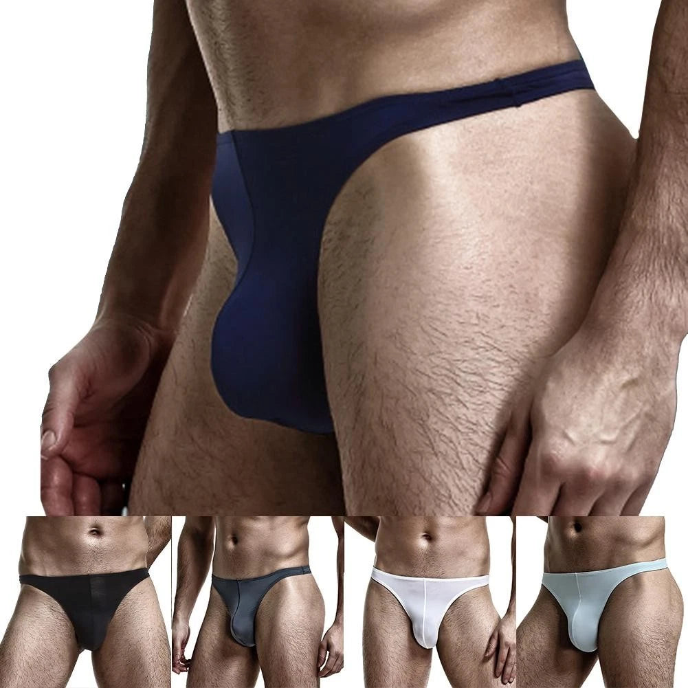 Men's Ice Silk Breathable Thong Underwear With Pouch For Optimal