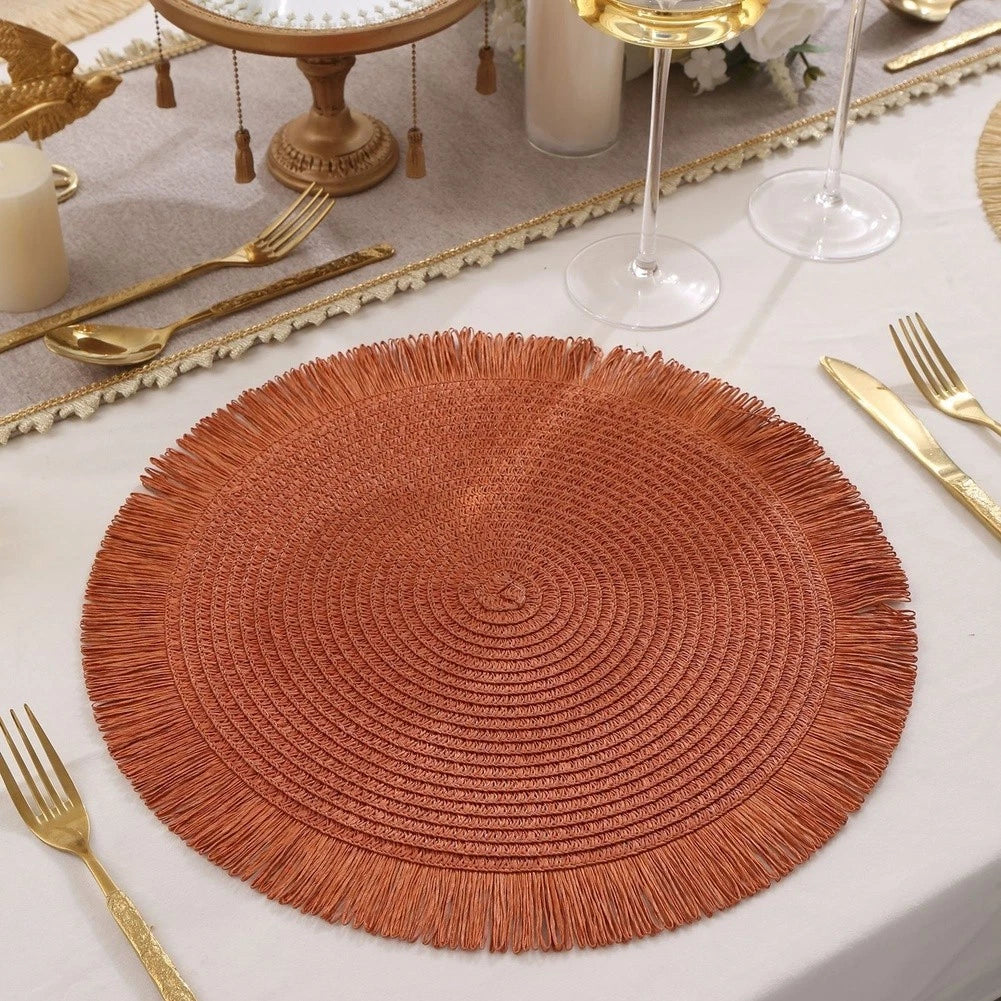 Round Paper Placemat Set With Tassels For Stylish For Dining Table