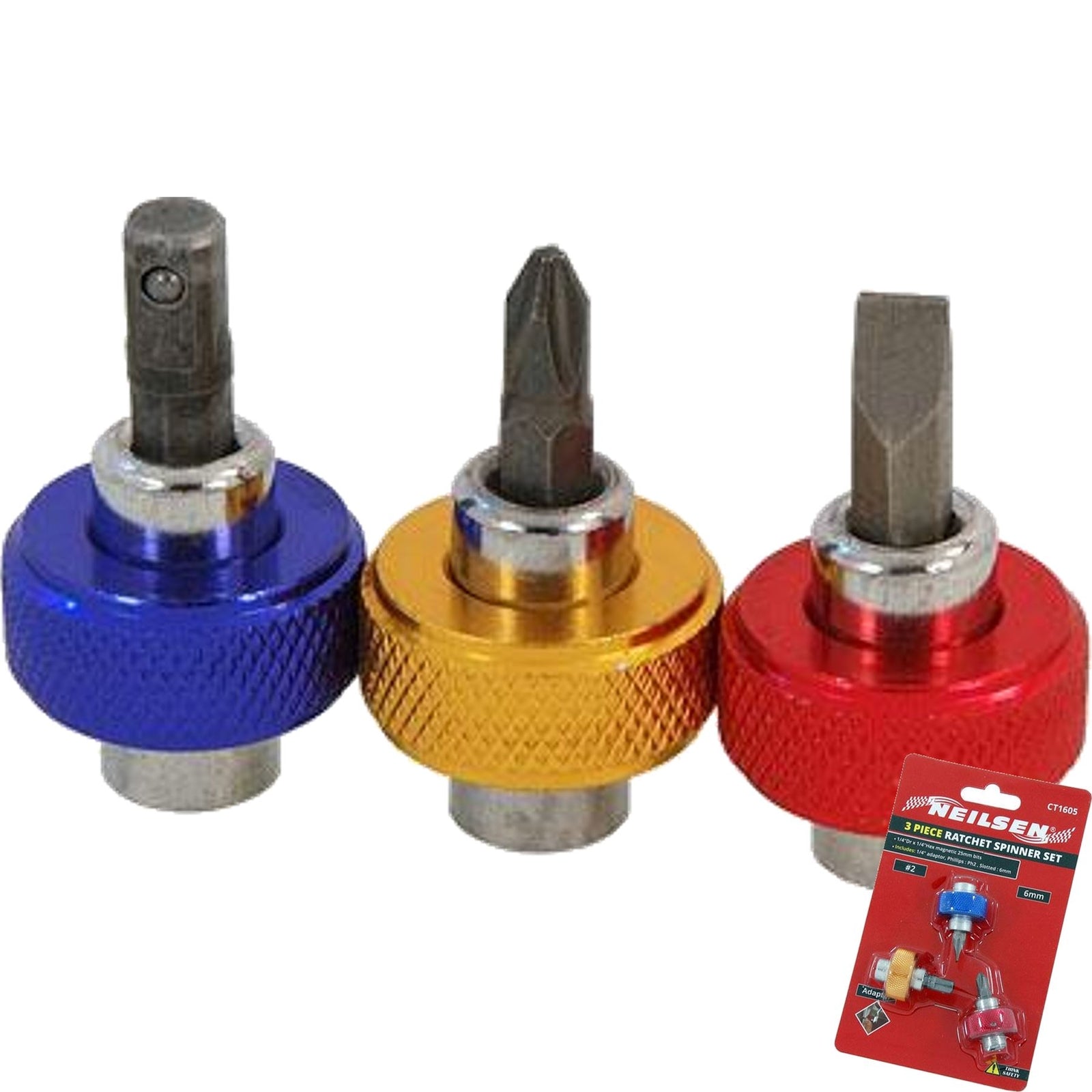 Neilsen Ratchet Spinner Magnetic Bit Holder 1/4" Drive by Neilsen