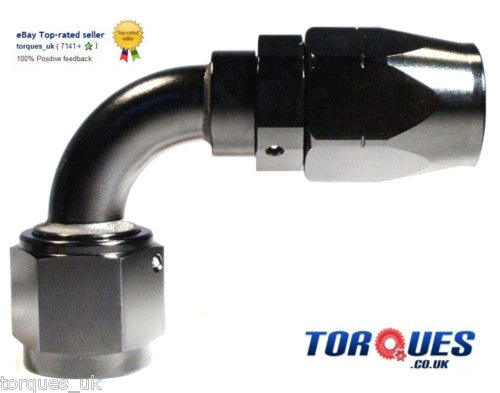 AN -6 ( AN6 ) 90 DEGREE Swivel Seal BLACK Hose Fitting