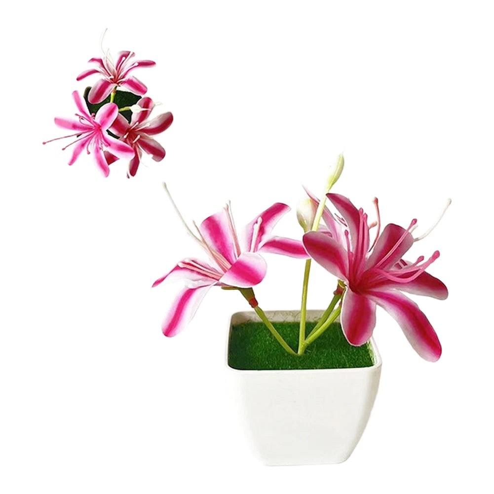 Artificial 3 Stem Jasmine In Small Pot For Modern Minimalist Home
