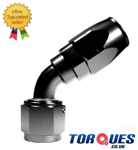 AN -10 (AN10) 60 DEGREE Swivel Seal BLACK Hose Fitting in Stealth
