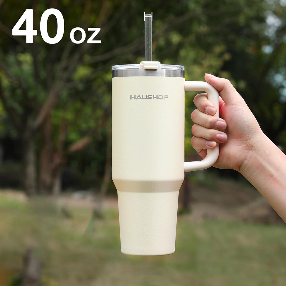HAUSHOF 40 oz Large Stainless Steel Tumbler Double Wall Insulated