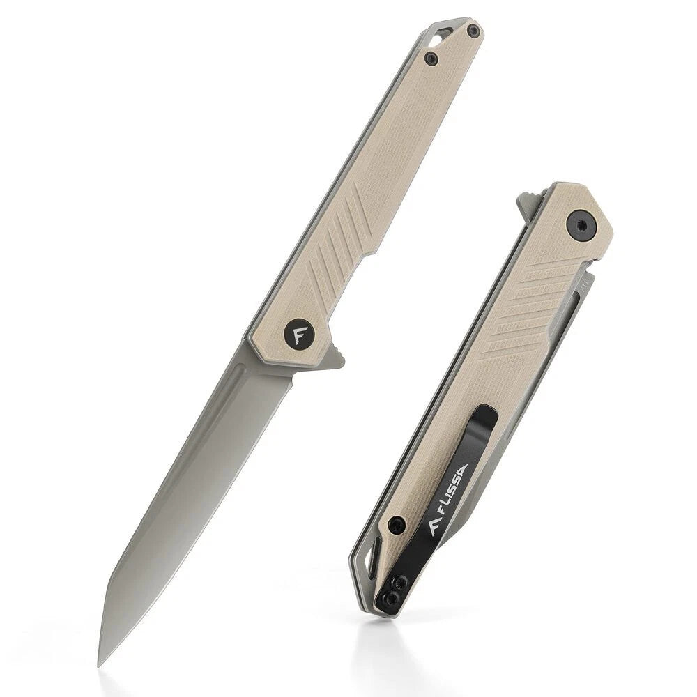 Flissa Folding Knife Pocket Knife With D2 Steel Blade G10 Handle