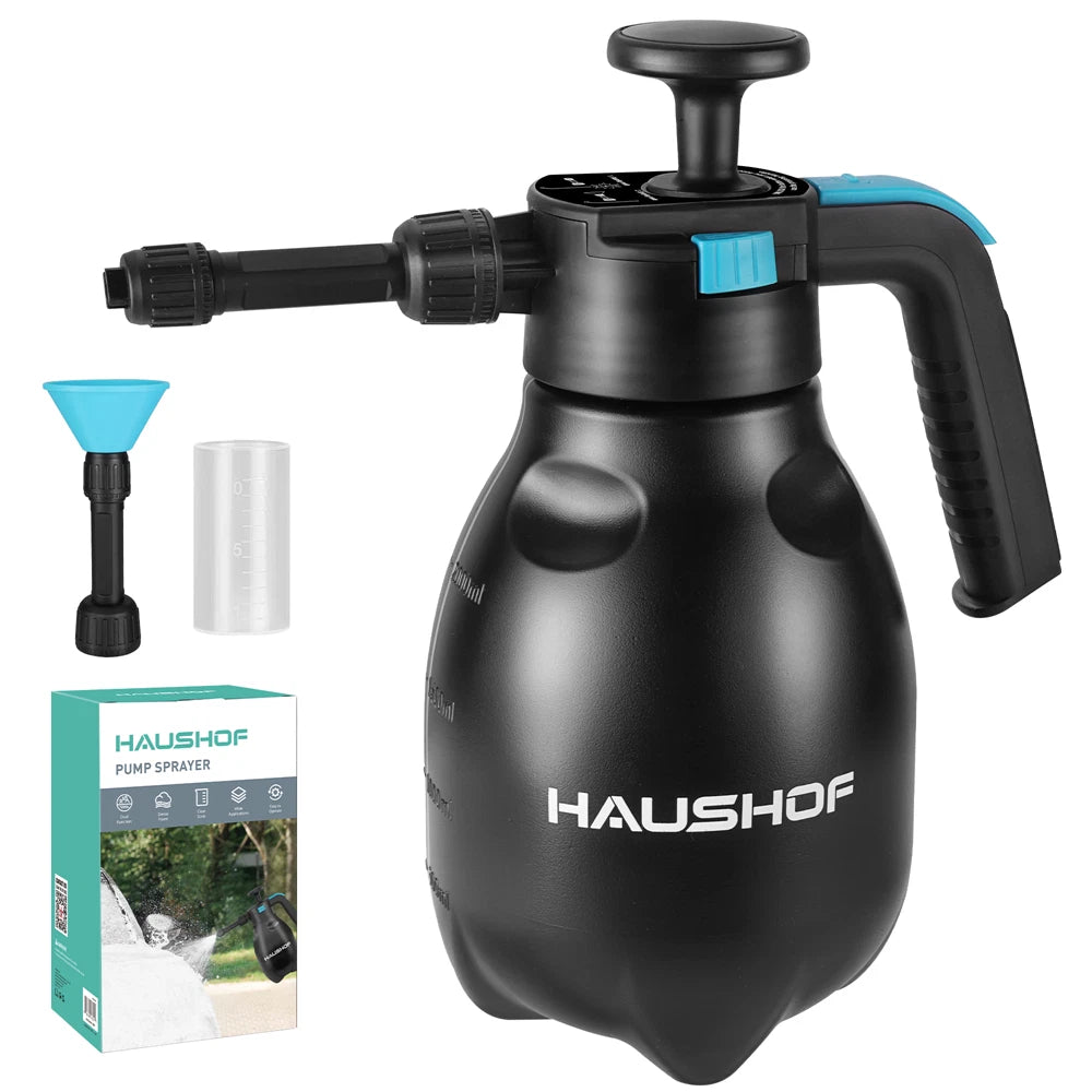 HAUSHOF Hand Pump Sprayer 2L/0.5Gallon Pressure Garden Spray Bottle Foam Sprayer