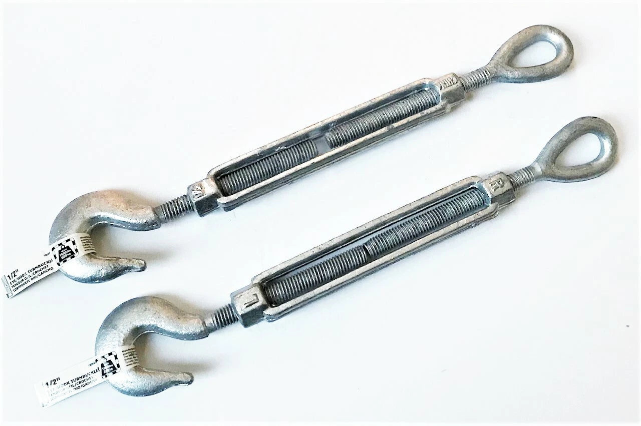 2 Kingchain 1/2" X 6" Eye/chain Grab Hook Turnbuckle Galvanized Wire