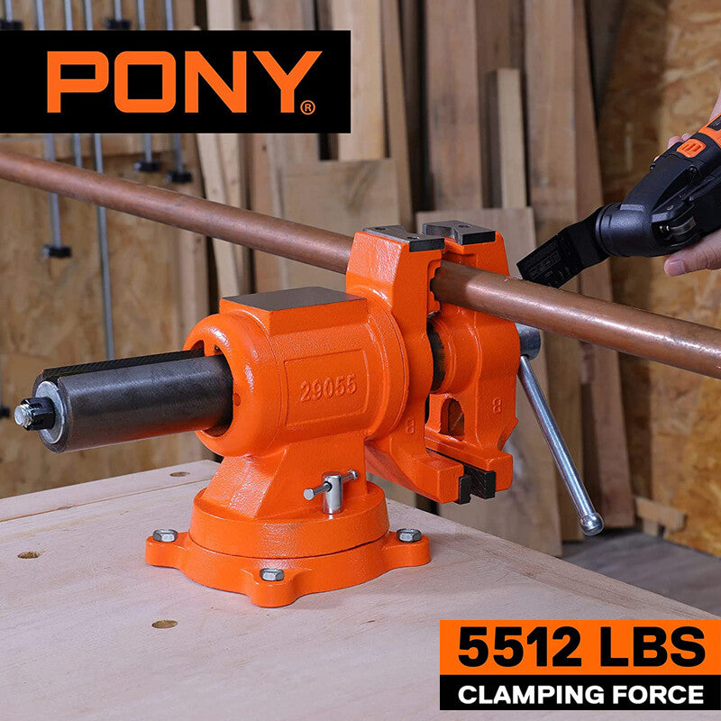 Pony 5 Inch Bench Vise Heavy Duty 5512 LBS Clamping Force 360 Degree