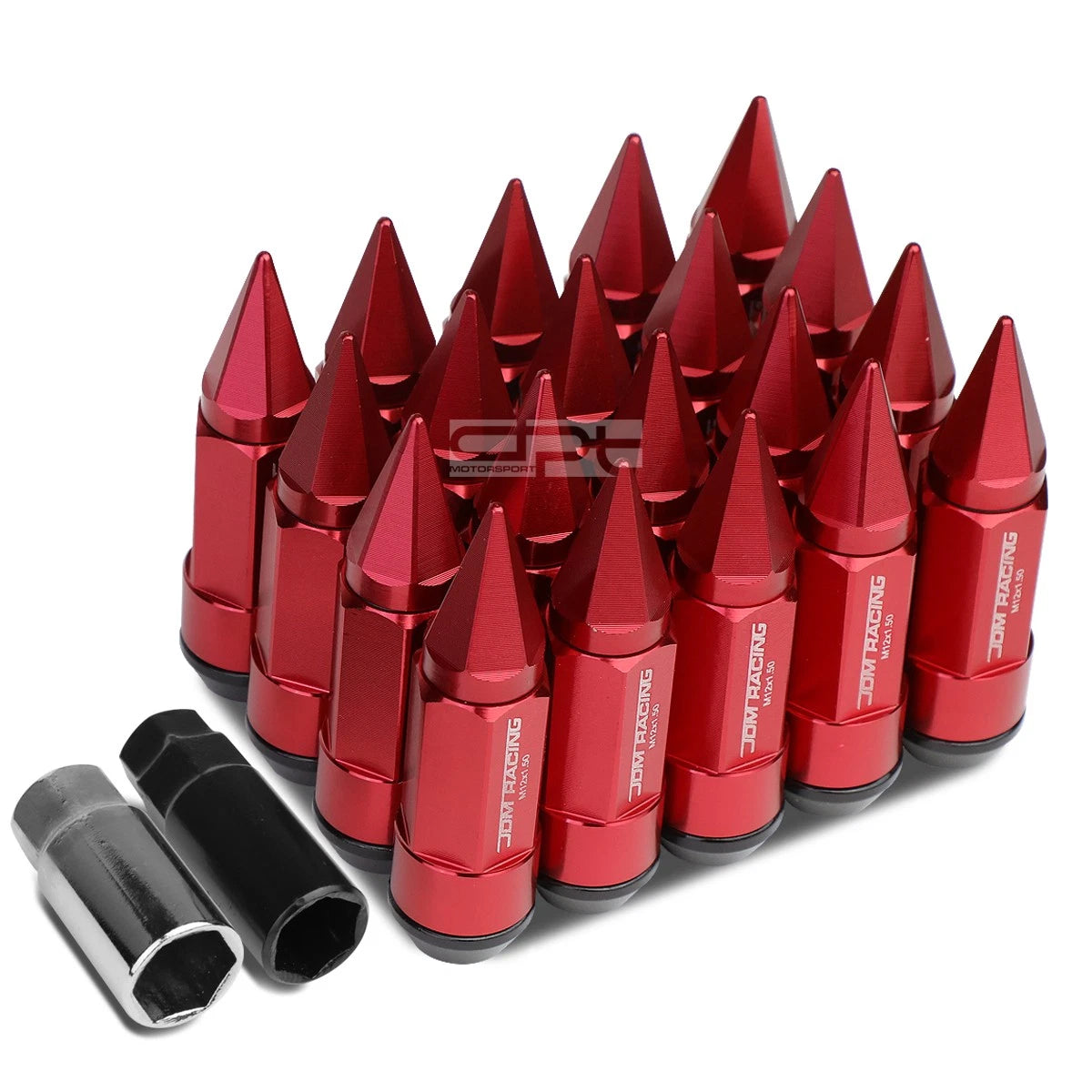 M12x1.5 83mm Tall 23mm Od Red Aluminum Jdm Lug Nuts With Caps+2