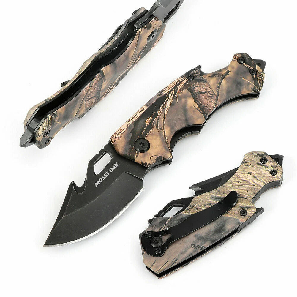 Mossy Oak Folding Pocket Knife Multi-tool Bottle Opener Glass Breaker Drop Point