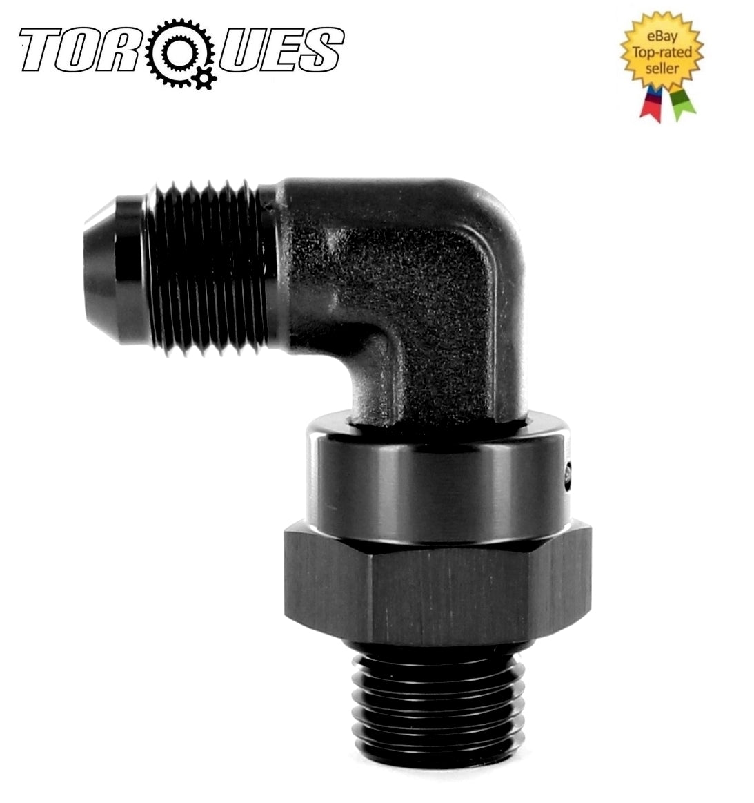 An -6 (an6 an 06) to Orb-6 O-Ring Boss 90 Degree Forged Swivel Adapter