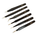 Tweezers Set Of 6 – Black Epoxy Coated | Anti-magnetic | 5, Oo, 2a,