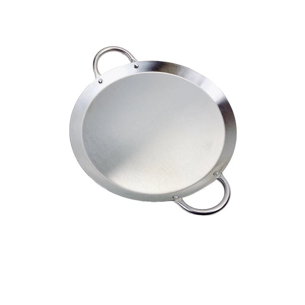 14" Round Stainless Steel Serving Platter Ottoman Tray For