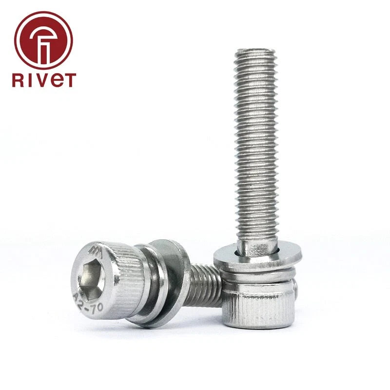 DIN912 M3 M4 M5 M6 304 Hexagon Socket Head Cap Bolt Flat Washer Spring Washer