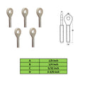 Aircraft Eye Stainless Steel 1/8 Inch Wire Rope Swage Eye Terminal