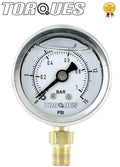 Torques Analog Pressure Gauge Bottom Fed 1/8" NPT 0-1 BAR /0-15 PSI Fluid Filled