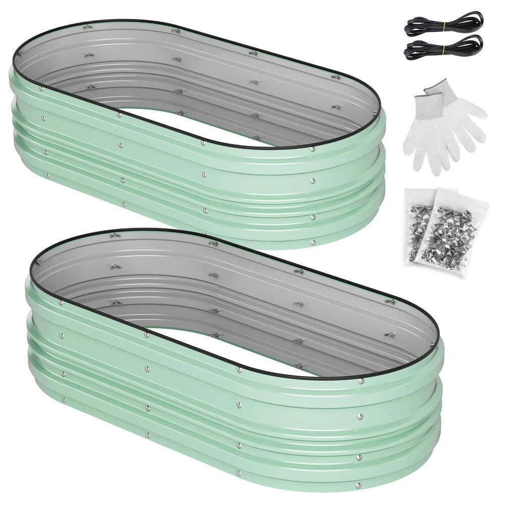 WORKPRO 2Pcs 4x2x1ft Galvanized Raised Garden Bed Set Ideal for Vegetables Green