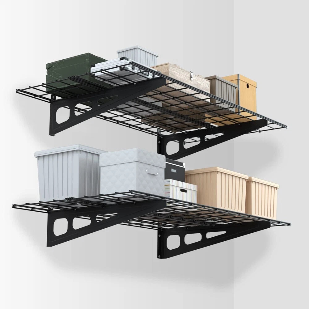 2-pack 2x4ft Heavy Duty Metal Garage Wall Shelving 48”x24” Wall