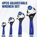 WORKPRO 4PCS Adjustable Wrench Set 6" 8" 10" 12" Wide Jaw Black Oxide