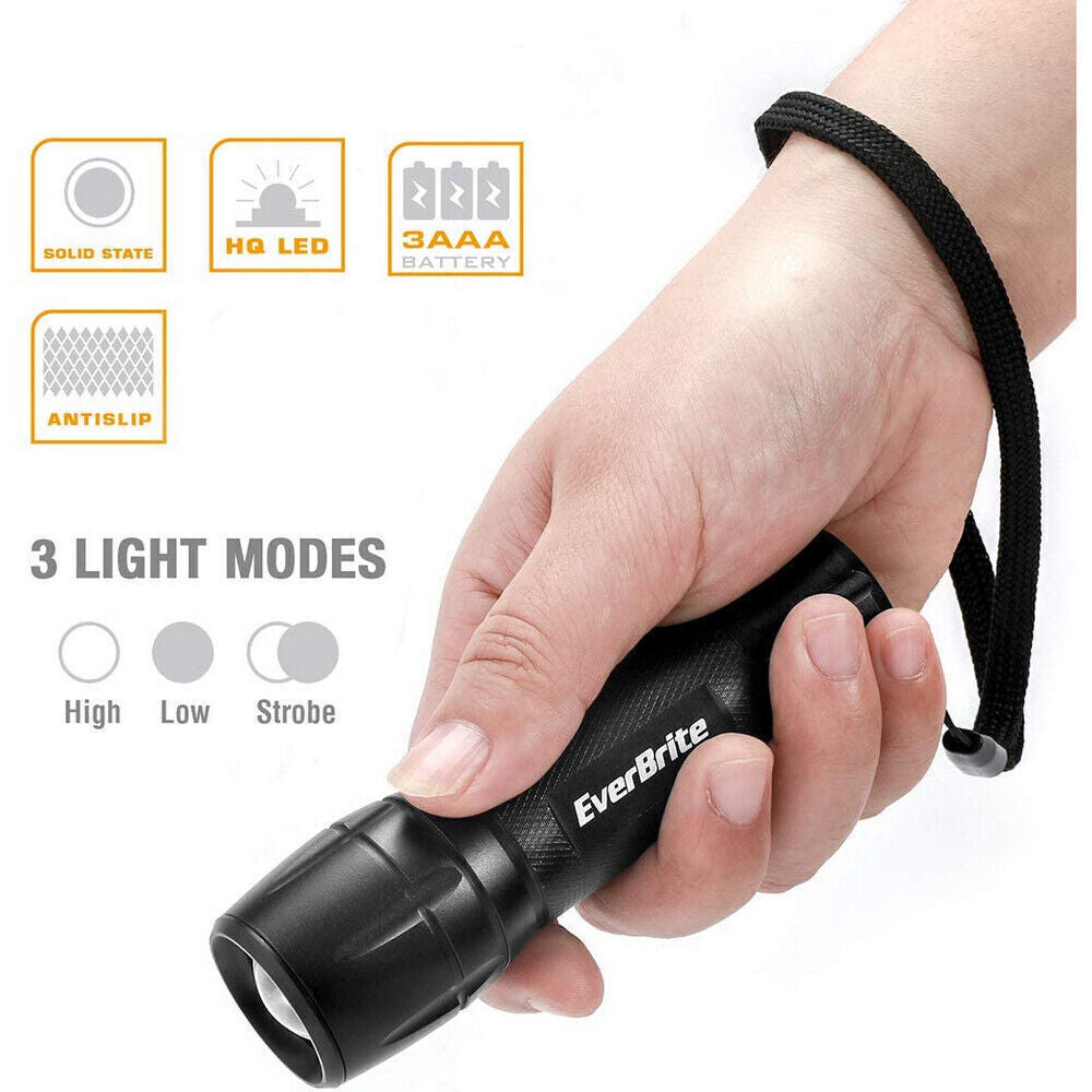 EverBrite 2PC LED Flashlight Zoomable LED Torch High/Low/Strobe 3 Mode