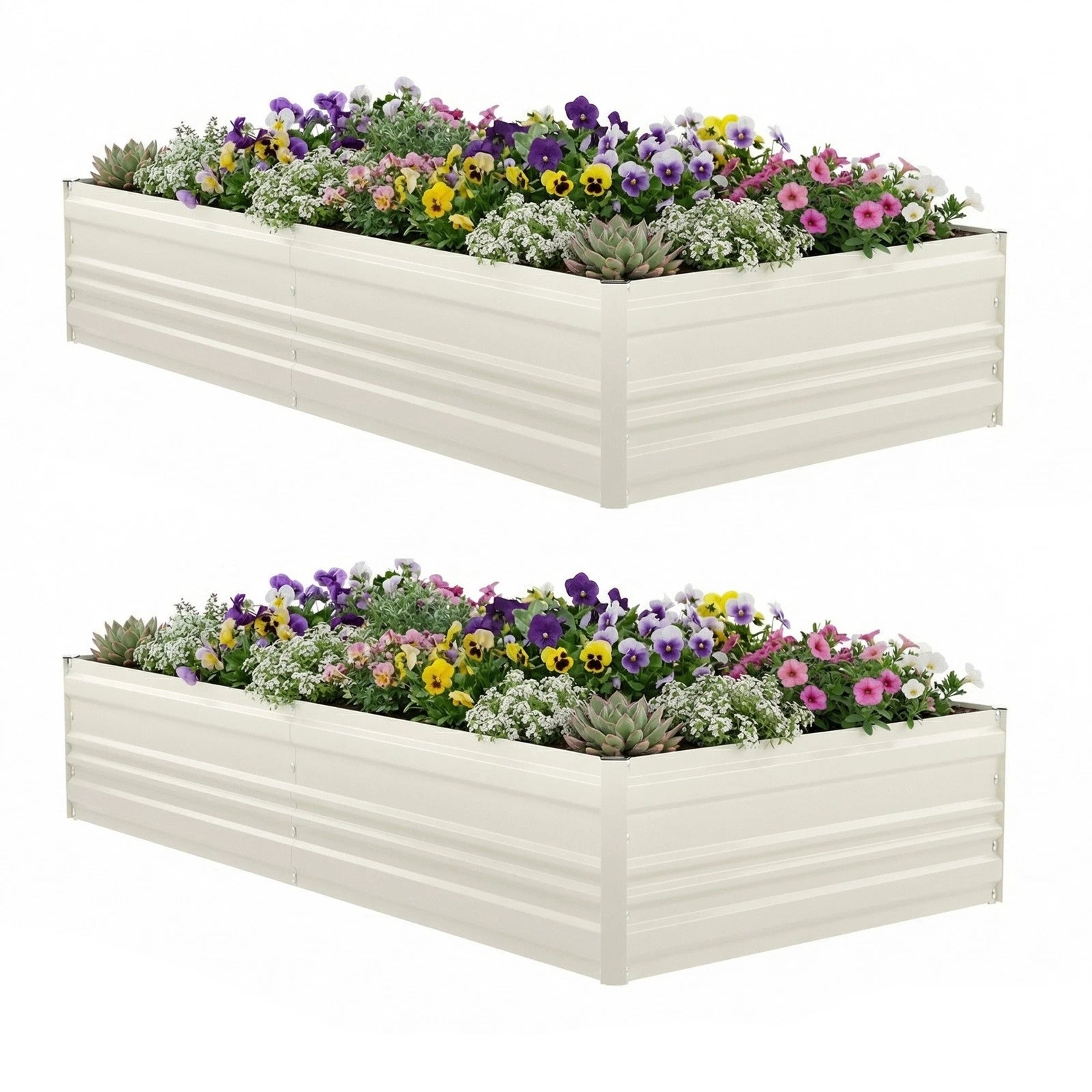 WORKPRO 2PK 7.5x4x1ft Outdoor Galvanized Raised Garden Bed RustResistant Planter