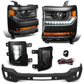 Fit 16-18 Silverado 1500 Black Amber Headlights | Built Supply Co
