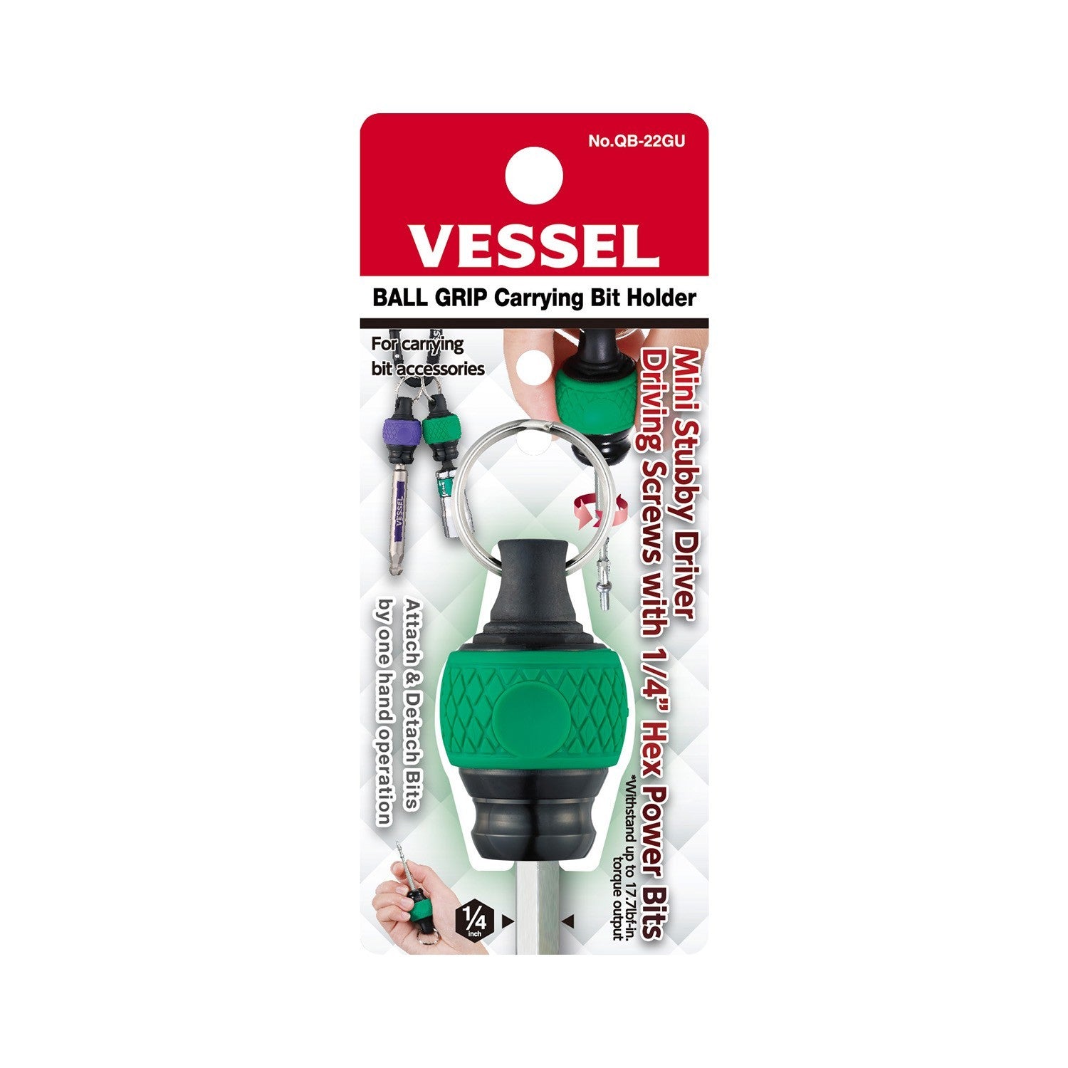 Vessel Ball Grip Carrying Bit Holder QB-22GU