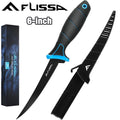 Flissa 6" Fillet Knife Bait Knife Belt Clip Non-slip Handle Lanyard