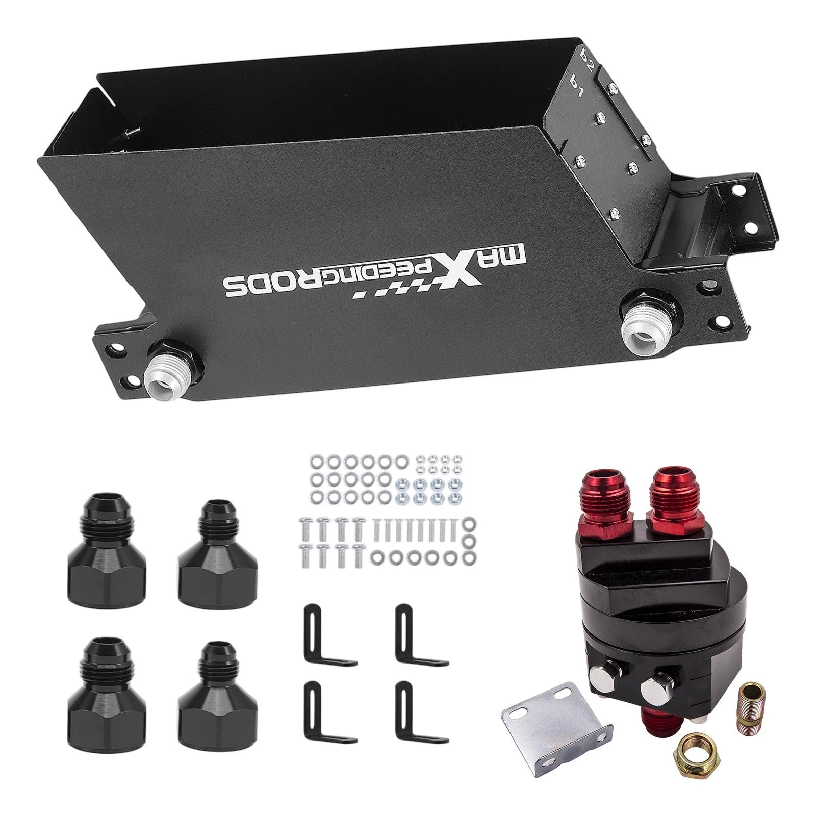 10AN Oil Cooler 10 Row Universal Engine Trans Aluminum Black Filter Adapter New