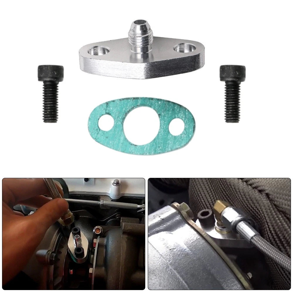Turbo Oil Feed Line Flange Gasket 4an 4 An Fitting Adapter For T3 T4