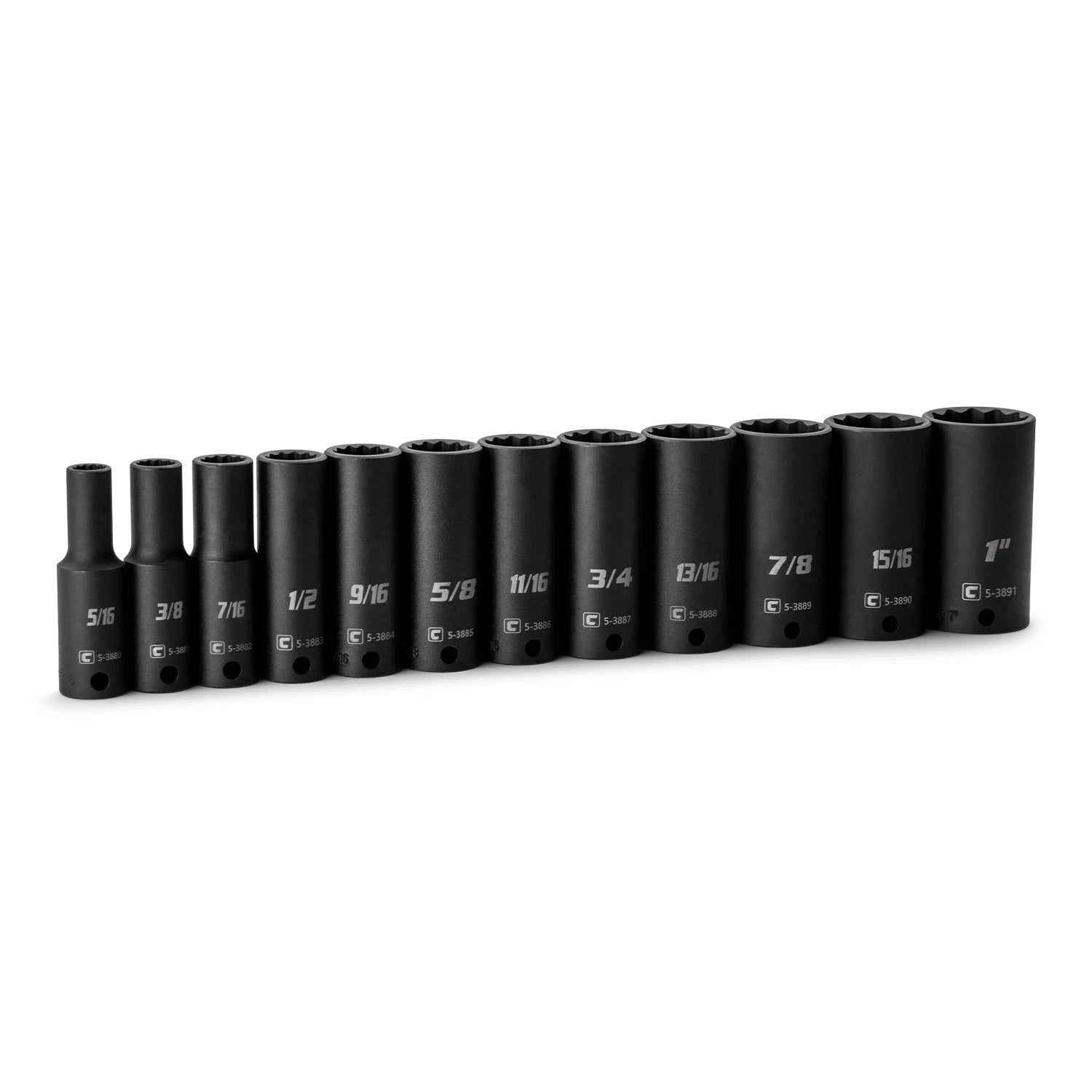 Capri Tools 3/8 In. Drive Deep Impact Socket Set, 12-point, Sae,