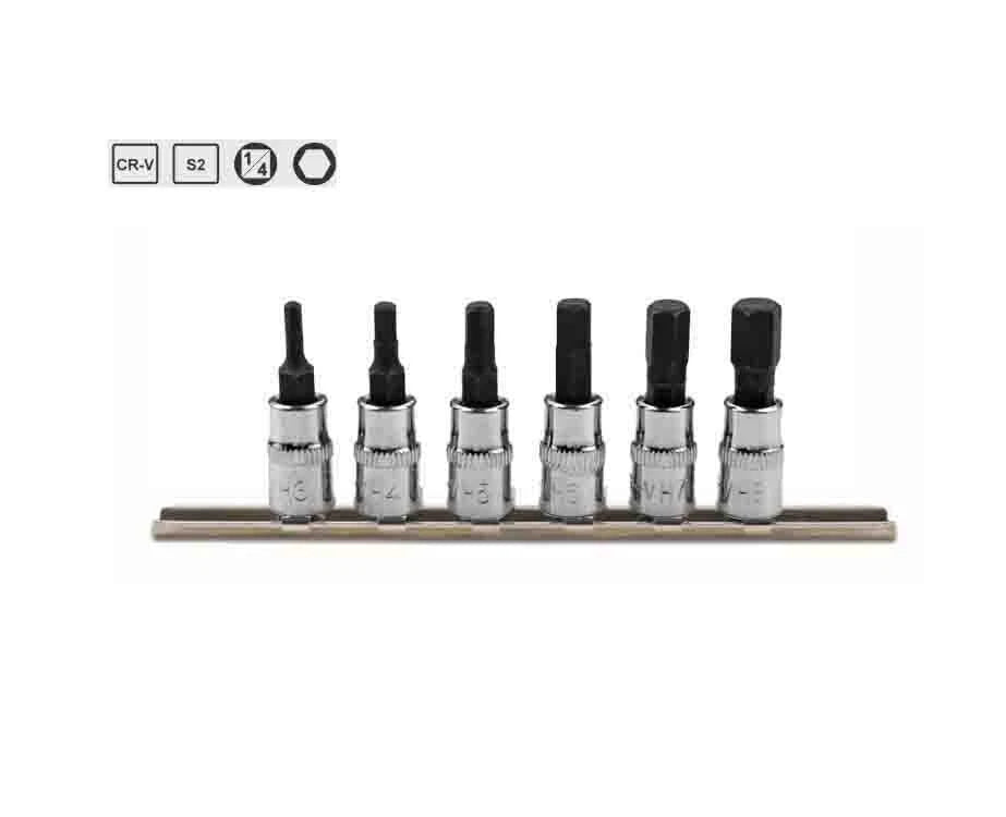 S2 Steel Hex Bit Socket Set 1/4" Drive: H3,4,5,6,7,8mm