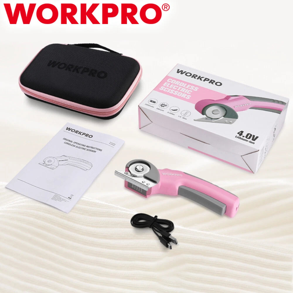 WORKPRO Crafting Cordless Electric Scissors 4V Rotary Cutter Rechargeable Shears