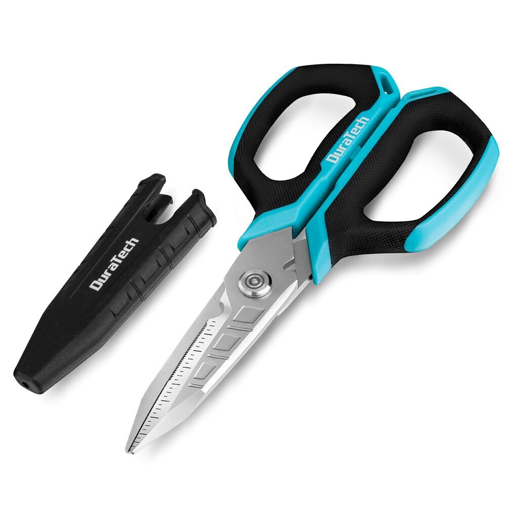 DURATECH 6.5-Inch Compact Electrician Scissors 4-in-1 Multipurpose Scissors New