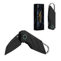 FLISSA Mini Folding Pocket Knife 2" D2 Blades with Titanium Alloy Carabiner Clip
