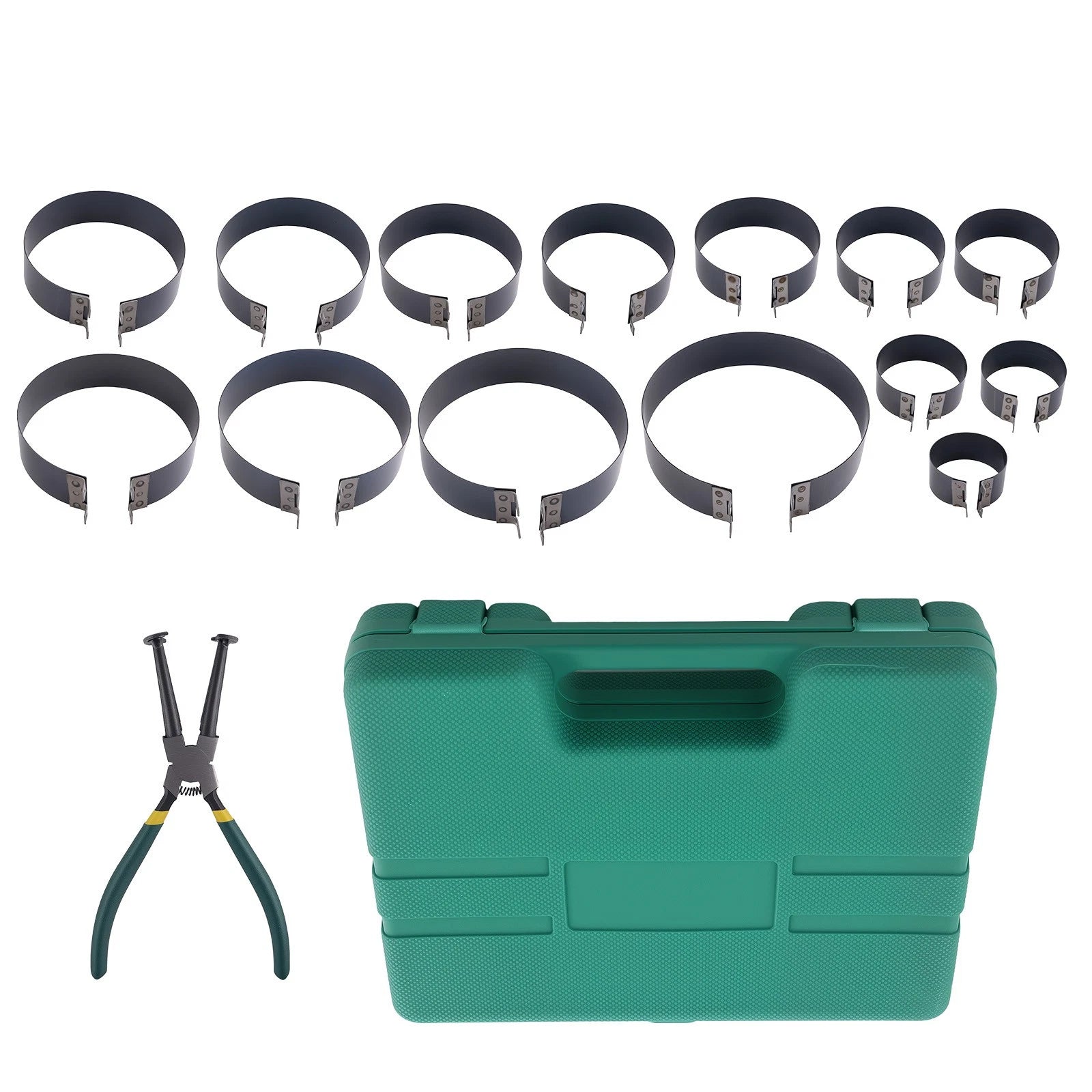 Engine 14 Piston Ring Compressor Cylinder Installer Pliers &amp; 14 Band Tools