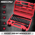 64PC 1/4-Drive Impact Socket Wrench Bits Set Metric/sae