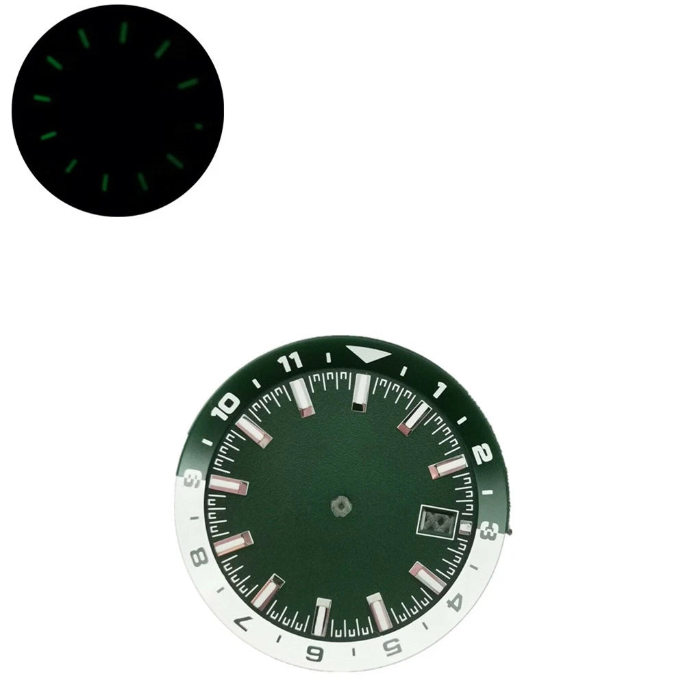 1.44in/36.5mm Watch Dial With C3 Green Luminous For Seiko Nh35 Nh35a