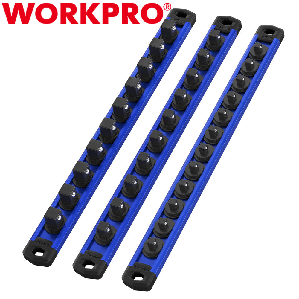 Workpro Magnetic Socket Organizer Set 3-Packs 1/4" 3/8" 1/2" Drive