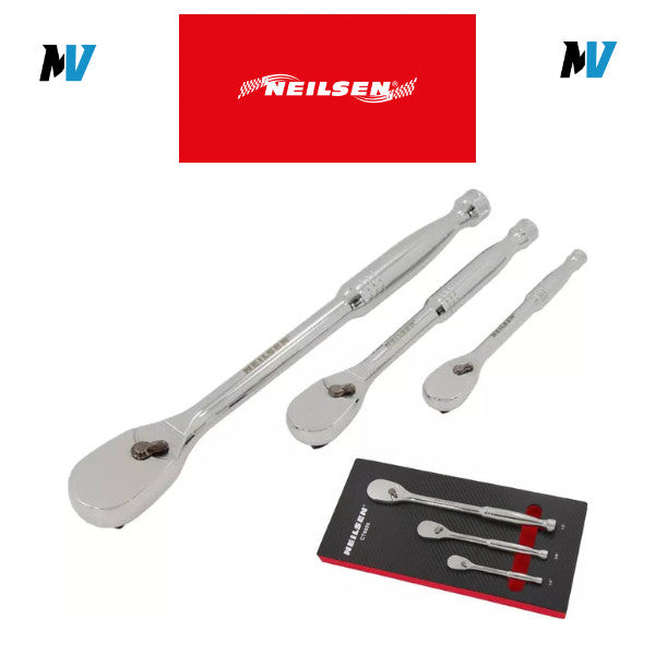 Neilsen Socket Pear Head Ratchet Handle Set 1/4" 3/8" 1/2"