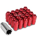 Open End M12x1.25 50mm Tall 24mm Od Red Aluminum Jdm Lug Nuts+adapter