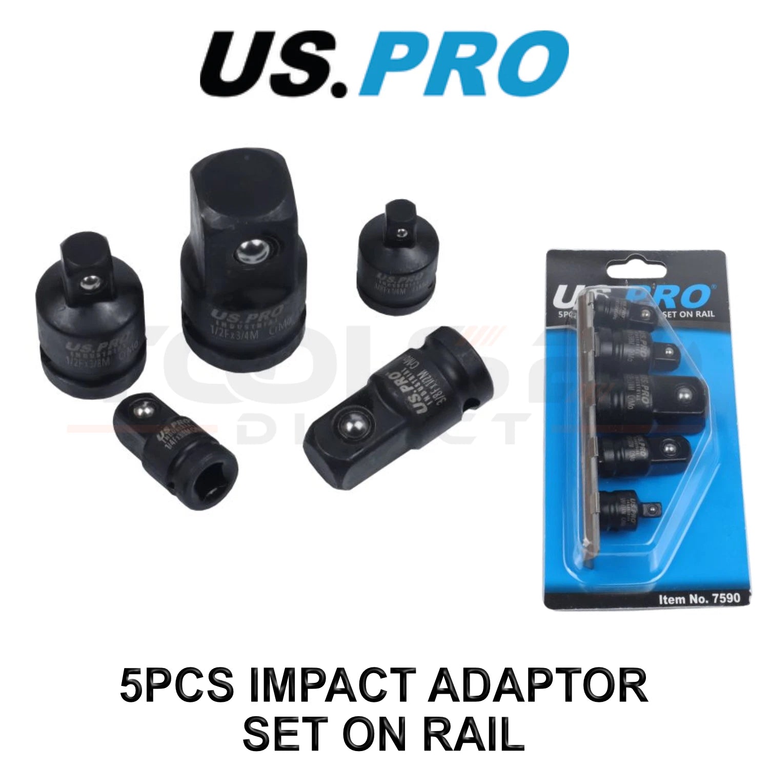 Us Pro Tools Impact Socket Adaptor Set 1/4" 3/8" 1/2" 3/4" Drive Rail